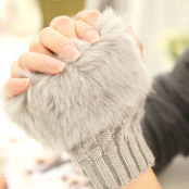 秋冬新款韩版仿兔毛针织保暖淑女百搭手腕手套（黑色、白色、深灰、浅灰色、酒红、咖啡色、驼色）