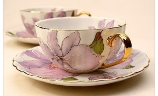欧洲贵族紫百合高档咖啡杯碟45571