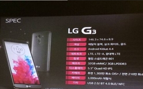LG G3诸多细节曝光