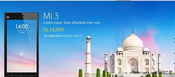 小米手机3印度售14999卢比